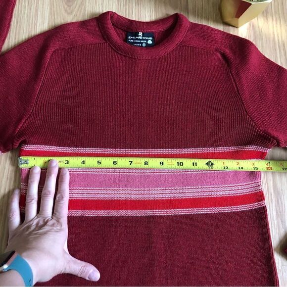 Demetre 100% Wool Striped Crew Neck Knit Sweater Women's Size M Large Multicolor - Picture 5 of 8